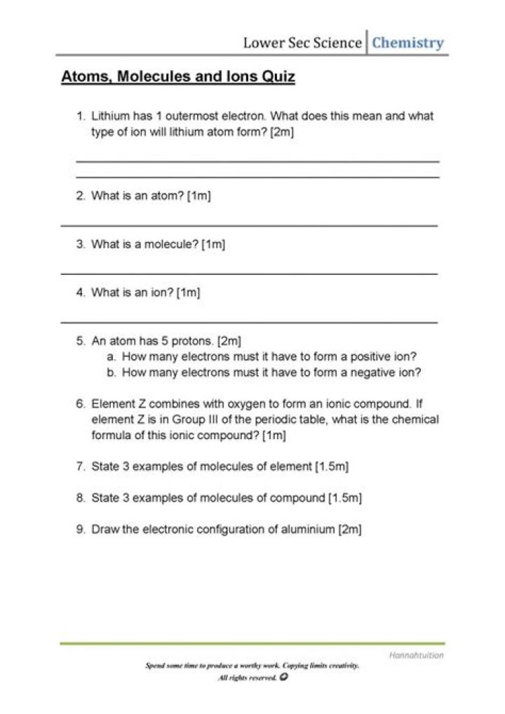 Atoms, Molecules, and Ions Charge Me Up Quiz